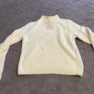 Fuzzy mock turtleneck pullover sweater